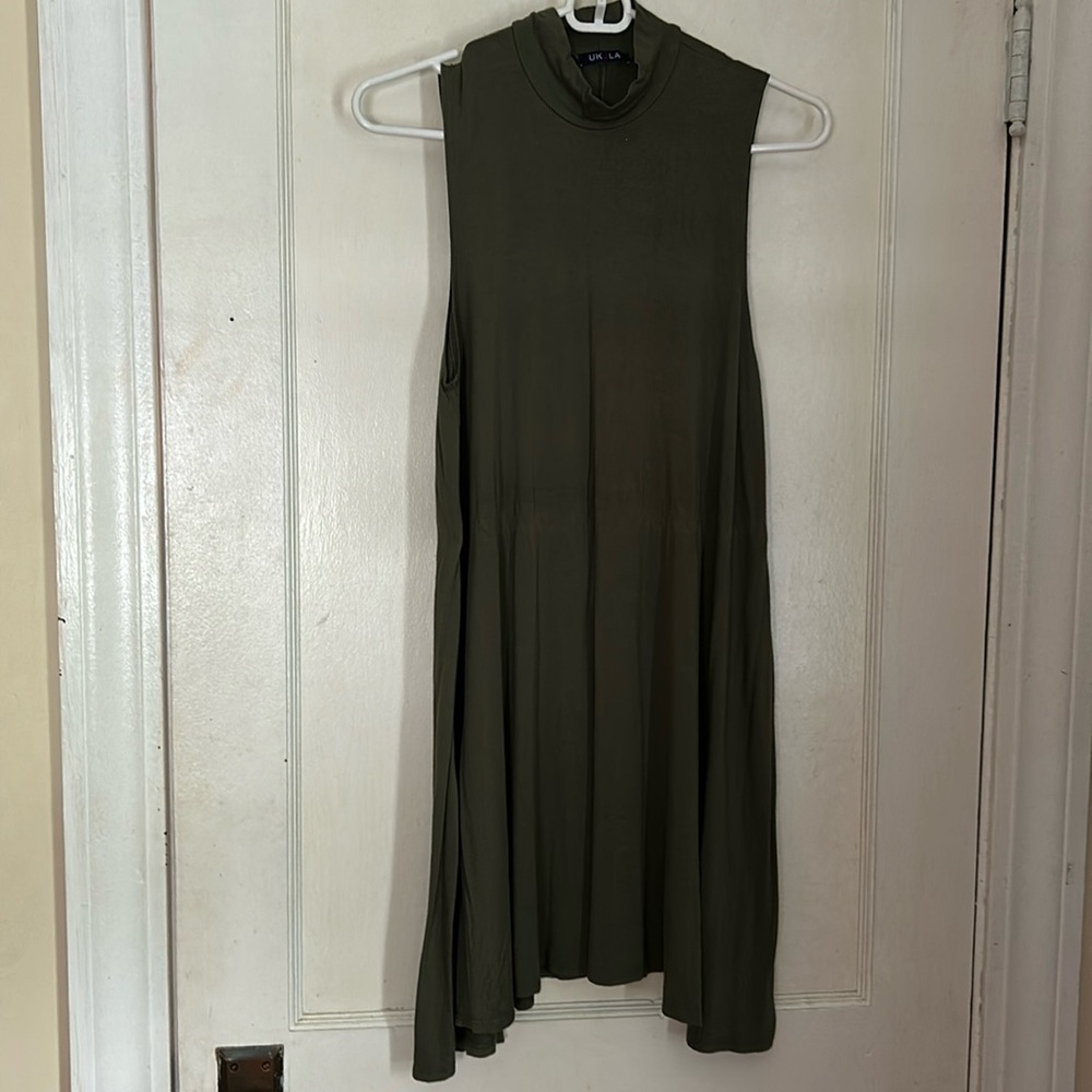 Green high neck dress